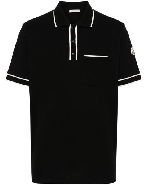 Moncler Black Logo-patch Polo Shirt for men