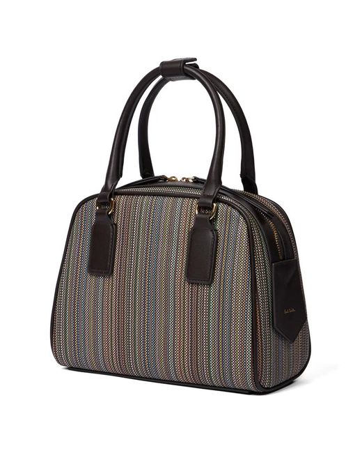 Paul Smith Black Striped Top Handle Satchel