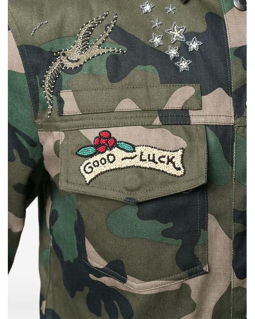Valentino Garavani Green Camouflage-Print Shirt for men