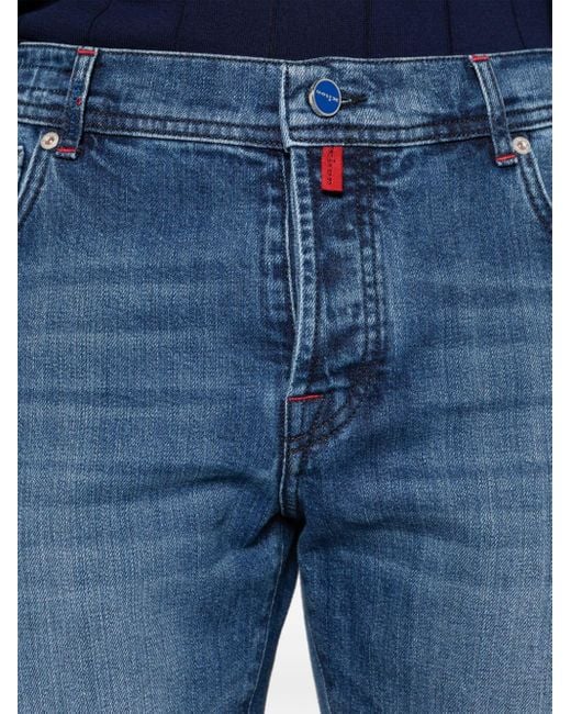 Kiton Halbhohe Slim-Fit-Jeans in Blue für Herren