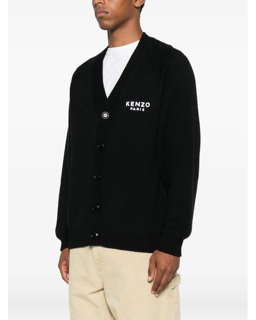 KENZO Black Boke-Flower Button-Up Cardigan for men
