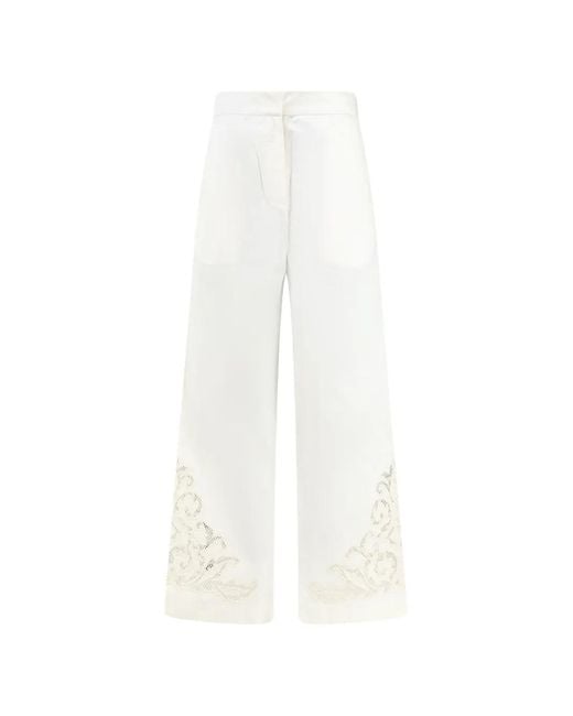 Scarlett Poppies White Vemoza Embroidered-Hem Trousers