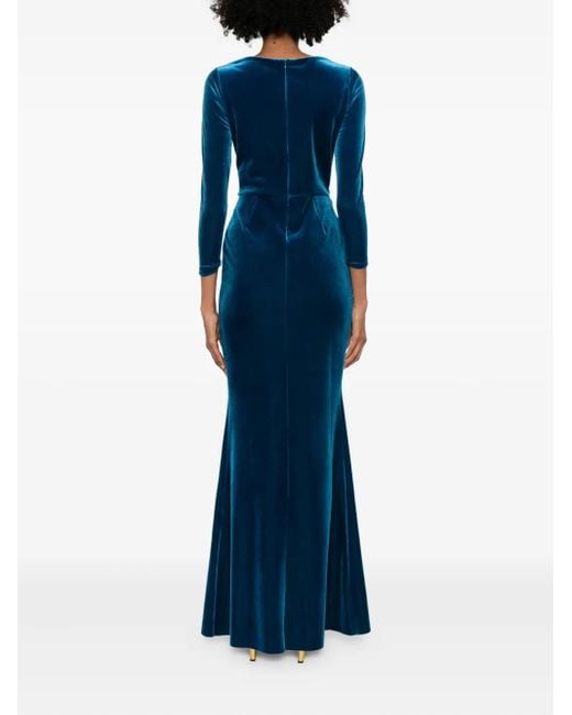 La Petite Robe Di Chiara Boni Blue Velvet Maxi Dress