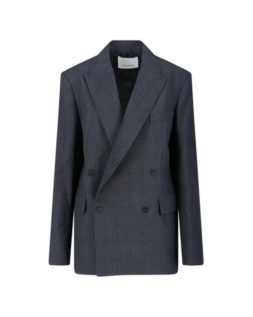Frankie Shop Blue Newark Double-Breasted Blazer