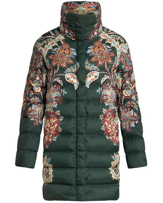 Etro ペイズリーパデッドコート Green