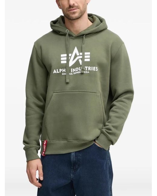 Alpha Industries Green Logo Hooded Sweatshirt for men