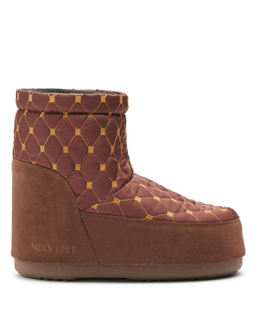 Moon Boot Brown Icon Low Quilted Boots - Unisex - Polyamide/calf Suede/polyester/polyurethanerubber