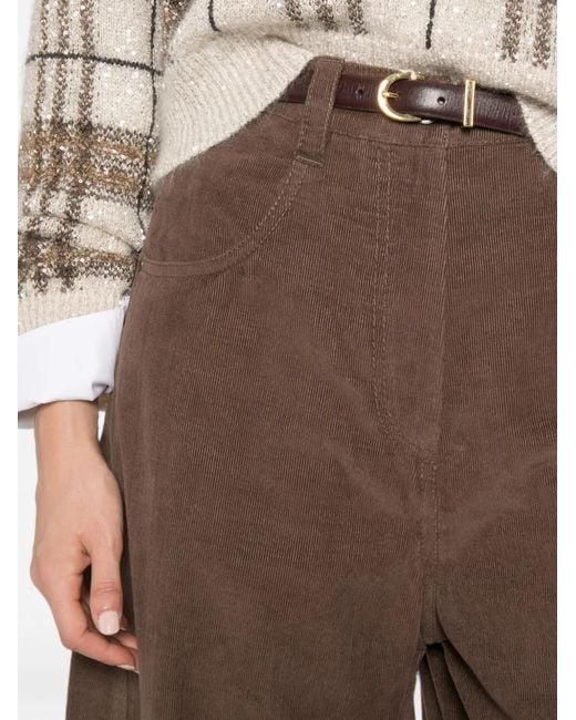 Brunello Cucinelli Brown Corduroy Wide-Leg Trousers