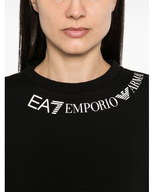Sweat en coton à logo imprimé EA7 en coloris Black