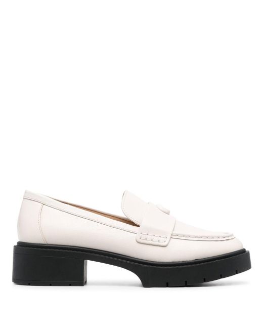 COACH Leah Chunky Sole Leather Loafers in Natural | Lyst