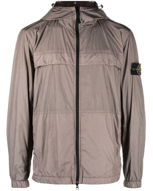 Stone Island Brown Compass-badge Crinkled Hooded Jacket for men
