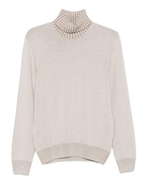 Jersey de canalé con cuello alto Gran Sasso de hombre de color White