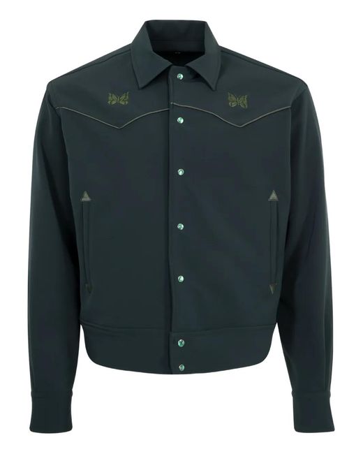 Needles Green Embroidered Shirt Jacket for men