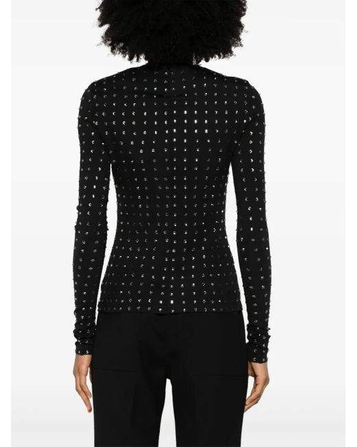 Sportmax Black Long-Sleeved Top With Rhinestone Embellishments