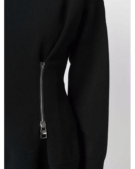 McQueen Black Zip-Detail Flared Dress