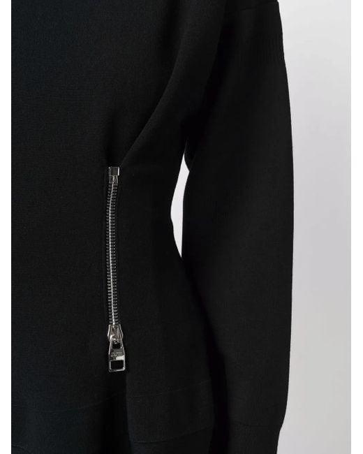 Alexander McQueen Black Zip-Detail Flared Dress