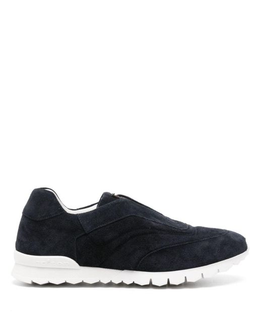Kiton Blue Slip-on Suede Sneakers for men