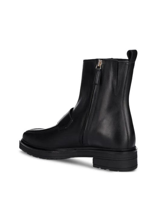 Patrizia Pepe Black Logo-Appliqué Zip Boots