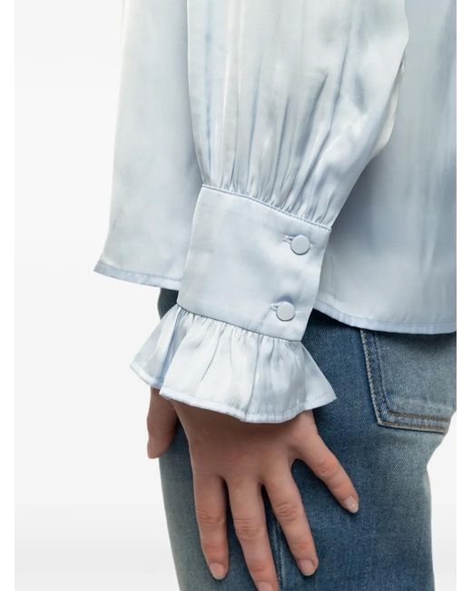 Zadig & Voltaire Blue Thely Long-Sleeve Satin Shirt