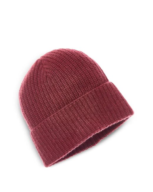 Brunello Cucinelli Red Ribbed Cashmere Beanie for men