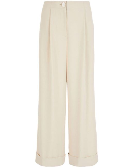 Armani Exchange Natural High-waisted Cropped Trousers