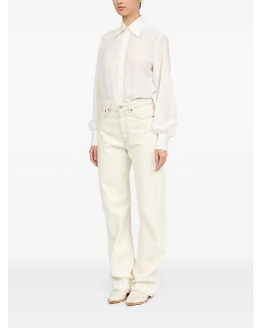 MM6 by Maison Margiela White Pants 5 Pockets