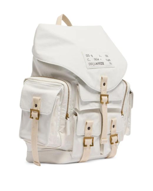 DSquared² White D2 Cargo Backpack for men