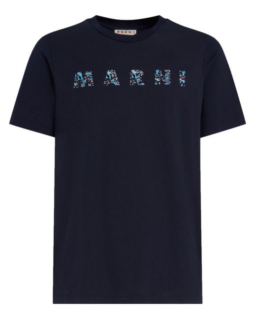Marni T-shirt Met Logoprint in het Blue voor heren