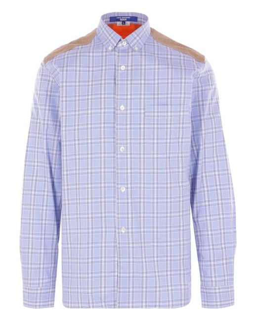 Junya Watanabe Blue Checked Quilted Shirt for men