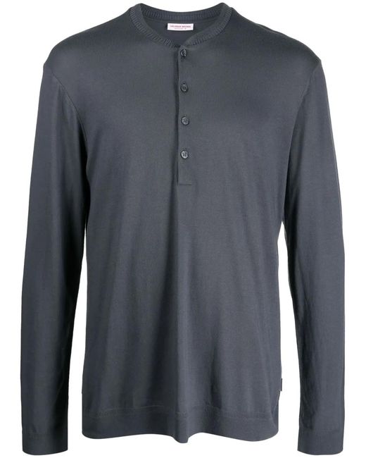 Orlebar Brown Blue Plain Short-Button Jersey for men