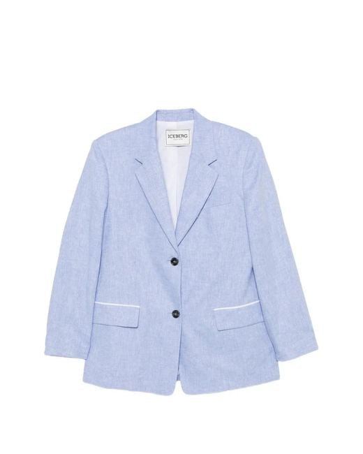 Iceberg Blue Single-Breasted Blazer