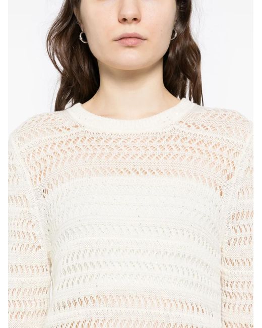N.Peal Cashmere White Open Stitch Sweater