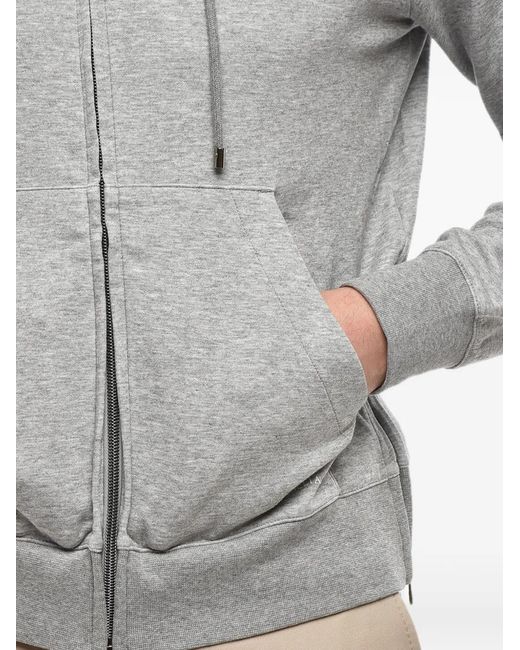 Corneliani Gray Zip-Up Drawstring Hoodie for men