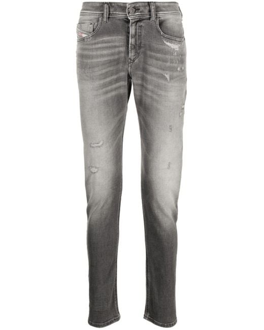 DIESEL 1979 Sleenker Jeans im Distressed-Look in Gray für Herren