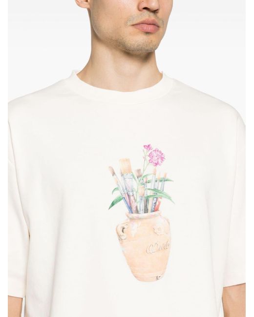 Drole de Monsieur T-Shirt mit Pinsel-Print in White für Herren