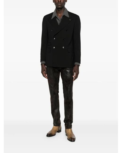 Gabriele Pasini Black Double-Breasted Structured Jacket for men