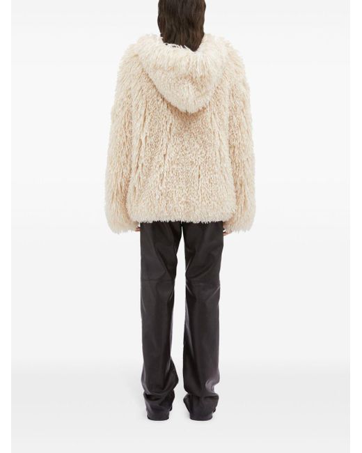 MSGM Natural Faux-Fur Single-Breasted Jacket