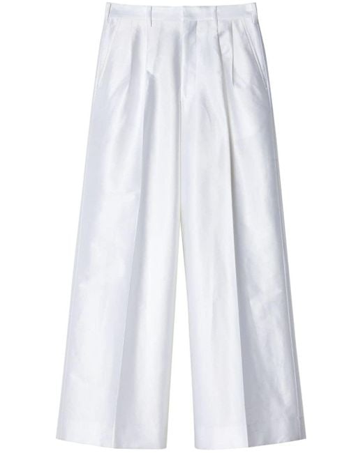Junya Watanabe White Tailored Satin Trousers