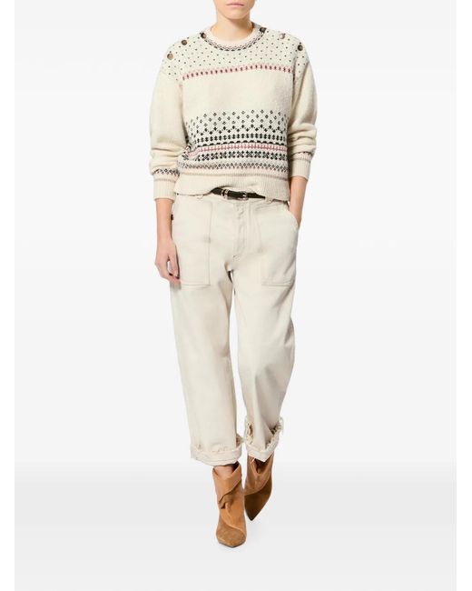 Isabel Marant White Buttoned-Shoulder Sweater