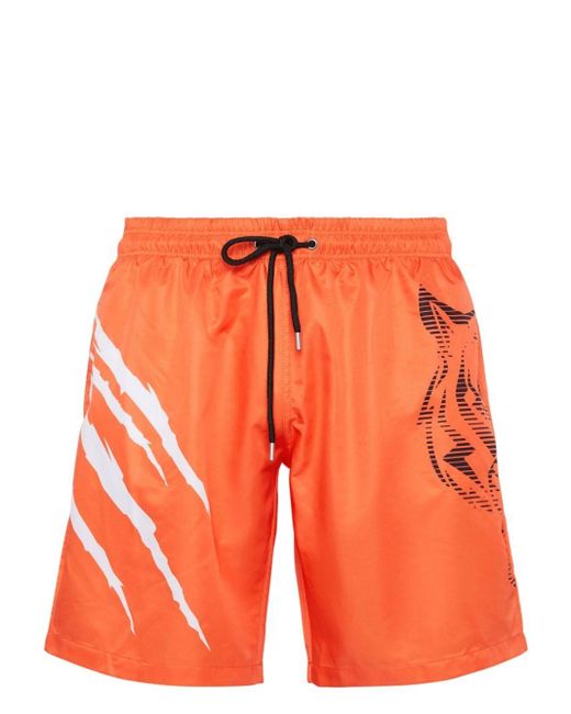 Costume da bagno con stampa grafica di Philipp Plein in Orange da Uomo