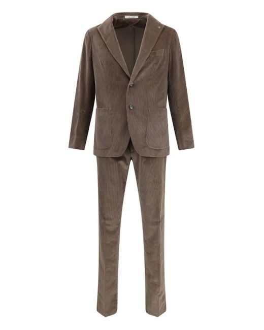 Tagliatore Gray Corduroy Two-Button Suit for men