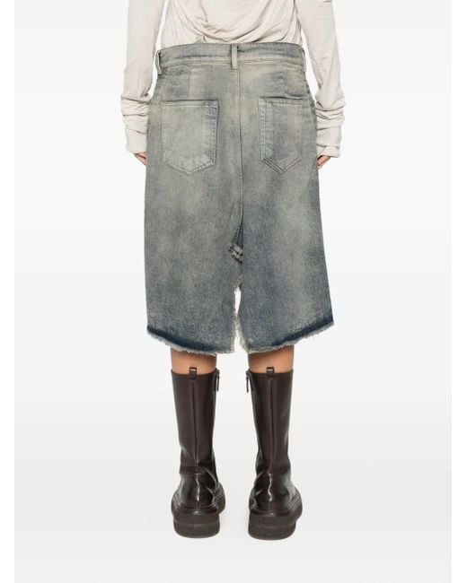Rick Owens フレイドパネル デニムスカート Gray