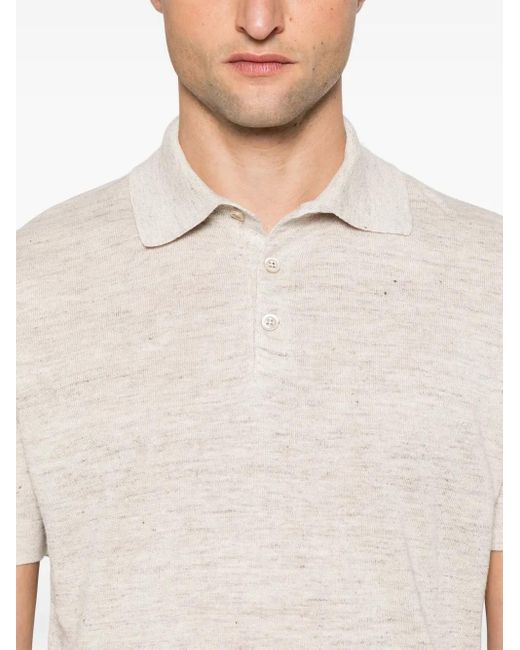 Brunello Cucinelli White Fine-Knit Polo Shirt for men