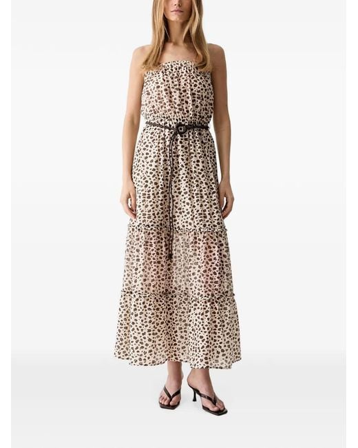 ViCOLO Natural Animal-Print Midi Dress