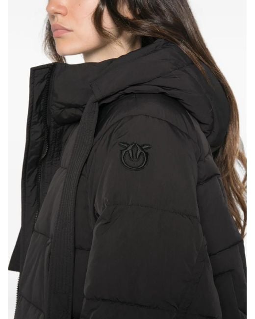 Pinko Black Hooded Puffer Jacket