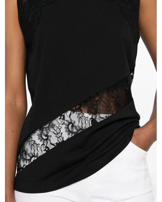 Pinko Black Sleeveless Top With Lace Details