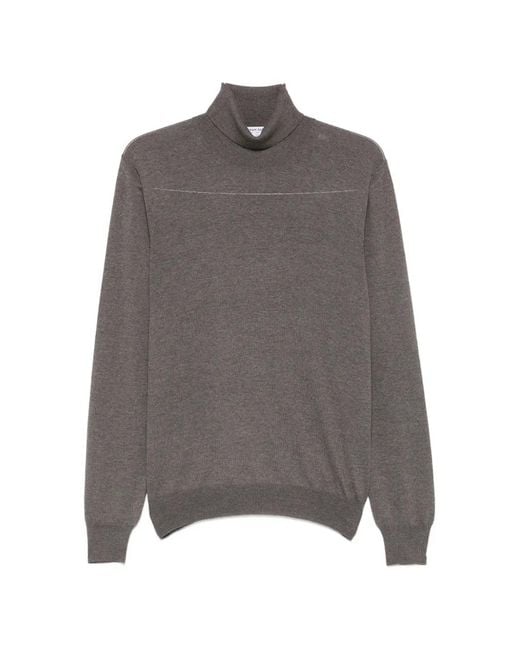 Gran Sasso Gray Roll-Neck Wool Sweater for men
