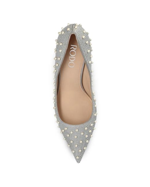 Rodo White Studded Pearl Court Pumps