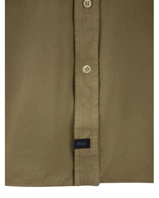 Fay Green French-Collar Cotton Shirt for men
