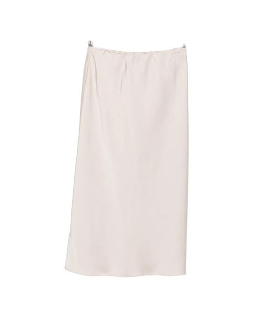Betty Barclay White Satin-Finish Elasticated-Waist Midi Skirt